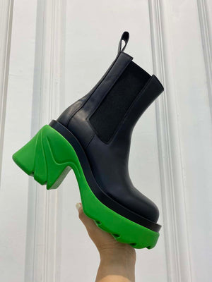 Bottega Veneta Women Shoes High-heeled Lug Short Boot Green Flatform 192784 - 35 - View 6