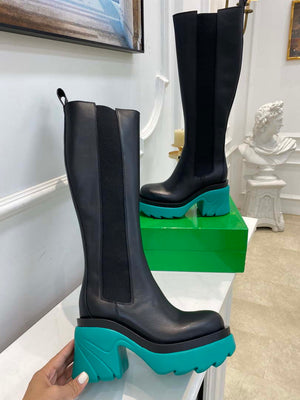 Bottega Veneta Women Shoes High-heeled Lug Boot Deep-green Flatform 192789 - 35 - View 8