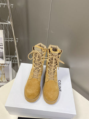 Celine Women Shoes Celine in Nucuck Laced up Boot 189044 - 35 - View 1