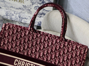 Dior Book Tote M1286 Burgundy Dior Oblique Embroidery - luxibagsmall