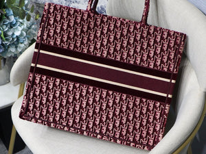 Dior Book Tote M1286 Burgundy Dior Oblique Embroidery - luxibagsmall