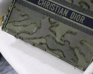 Dior Book Tote M1286 Green Camouflage Embroidery Shopping Bag - luxibagsmall