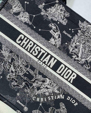 Dior M1286 Large Book Tote Black Toile de Jouy Zodiac latte embroidery - Default Title - View 3