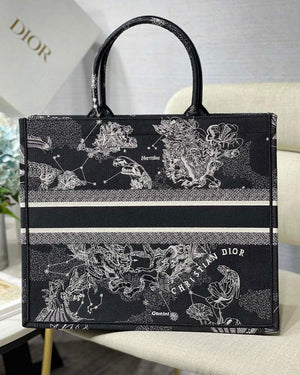 Dior M1286 Large Book Tote Black Toile de Jouy Zodiac latte embroidery - Default Title - View 6