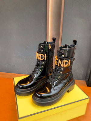 Fendi Women Shoes 8T8355AKY6F1IEM Fendigraphy Black leather biker boots 193215 - 35 - View 1