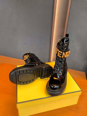 Fendi Women Shoes 8T8355AKY6F1IEM Fendigraphy Black leather biker boots 193215 - 35 - View 5