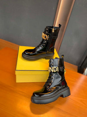 Fendi Women Shoes 8T8355AKY6F1IEM Fendigraphy Black leather biker boots 193215 - 35 - View 4