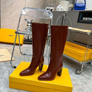 Fendi Women Shoes 8W834869FF0QB3 Cut Brown leather high-heeled boots 192521 - 35 - View 6