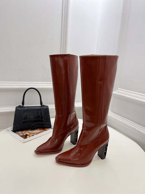 Fendi Women Shoes 8W8348AKXOF1GAA Cut High-heeled blue FF chenille boots 191947 - 35 - View 1