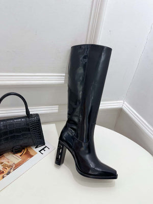 Fendi Women Shoes 8W8348AKXOF1GAA Cut High-heeled blue FF chenille boots 191948 - 35 - View 8