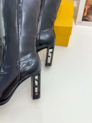 Fendi Women Shoes 8W8348AKXOF1GAA Cut High-heeled blue FF chenille boots 191948 - 35 - View 3