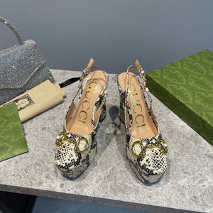 Gucci 723837 Women's python print high heel pump G66746 - 35 - View 1
