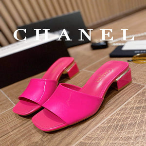 Chanel Women's Sandals Chanel Slippers Lambskin Heel 45mm C90177 - 35 - View 1