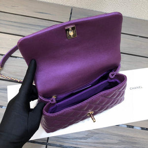 Chanel A92991 Large Flap Bag With Top Handle handBag Purple - Default Title - View 8