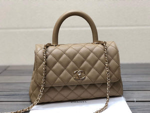 Chanel A92991 Large Flap Bag With Top Handle handBag Apricot - Default Title - View 1