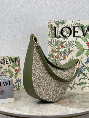 LOEWE A923PL9X01 Luna bag in Anagram jacquard and classic calfskin Green - Default Title - View 1