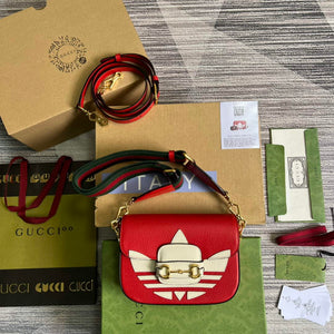Adidas x Gucci 658574 Horsebit 1955 mini bag red and white leather - Default Title - View 2