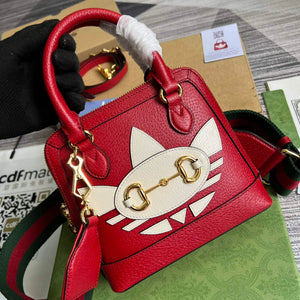 Adidas x Gucci 677212 Horsebit 1955 mini bag red and white leather - Default Title - View 1