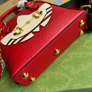 Adidas x Gucci 677212 Horsebit 1955 mini bag red and white leather - Default Title - View 6
