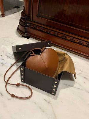 Alaia AA1P003C0Y75 LE Coeur Bag In Calfskin Brown - Default Title - View 1