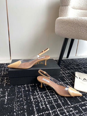 Alaia Women's AA3E057CK150 C?ur 55 PU and patent-leather slingback pumps Apricot - Euro 35=US 4 - View 3