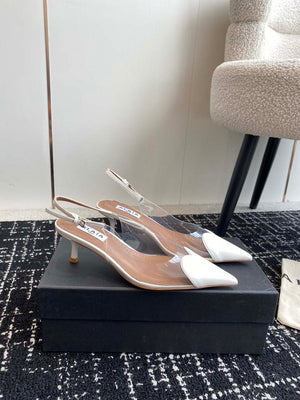 Alaia Women's AA3E057CK150 C?ur 55 PU and patent-leather slingback pumps White - Euro 35=US 4 - View 1