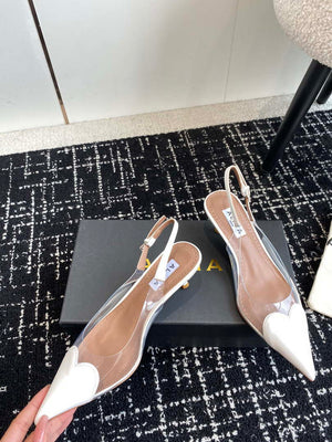 Alaia Women's AA3E057CK150 C?ur 55 PU and patent-leather slingback pumps White - Euro 35=US 4 - View 6