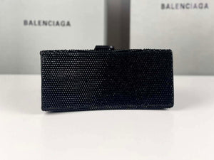 Balenciaga 59283328 Hourglass Top Handle in Black Suede Calfskin with Rhinestones - Default Title - View 7