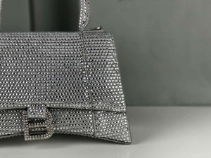 Balenciaga 59283328 Hourglass Top Handle in Sliver Suede Calfskin with Rhinestones µĸ±±¾ - Default Title - View 6