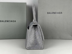 Balenciaga 59283328 Hourglass Top Handle in Sliver Suede Calfskin with Rhinestones µĸ±±¾ - Default Title - View 9