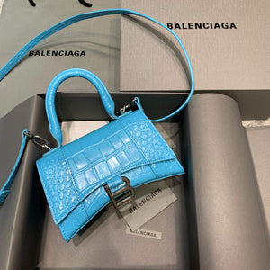 Balenciaga 592833 Hourglass XS Top Handle Bag Blue Silver - Default Title - View 1