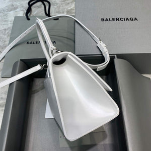 Balenciaga 593546 Hourglass Small Top Handle Calfskin Bag White Silver - Default Title - View 3