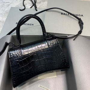 Balenciaga 593546 Hourglass Small Top Handle Crocodile Bag Black - Default Title - View 2