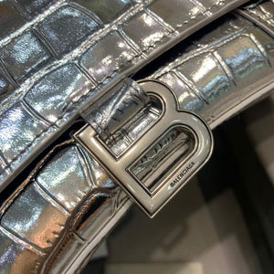 Balenciaga 593546 Hourglass Small Top Handle Crocodile Bag Silver - Default Title - View 5