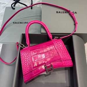 Balenciaga 593546 Hourglass Small Top Handle Crocodile Bag Plum - Default Title - View 1