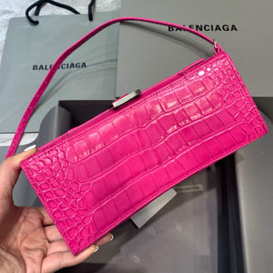 Balenciaga 593546 Hourglass Small Top Handle Crocodile Bag Plum - Default Title - View 4
