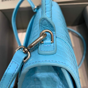 Balenciaga 593546 Hourglass Small Top Handle Crocodile Bag Blue Silver - Default Title - View 6