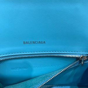 Balenciaga 593546 Hourglass Small Top Handle Crocodile Bag Blue Silver - Default Title - View 8