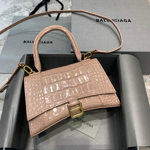 Balenciaga 593546 Hourglass Small Top Handle Crocodile Bag Light Pink - Default Title - View 1