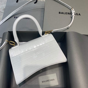 Balenciaga 593546 Hourglass Small Top Handle Crocodile Bag White Gold - Default Title - View 2