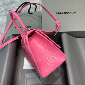 Balenciaga 593546 Hourglass Small Top Handle Crocodile Bag Pink - Default Title - View 3