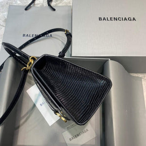 Balenciaga 593546 Hourglass Small Top Handle Crocodile Bag Black Gold - Default Title - View 4