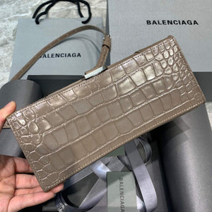 Balenciaga 593546 Hourglass Small Top Handle Crocodile Bag kakhi - Default Title - View 4