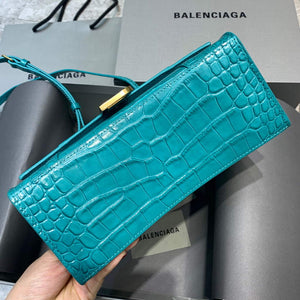 Balenciaga 593546 Hourglass Small Top Handle Crocodile Bag Blue Gold - Default Title - View 4
