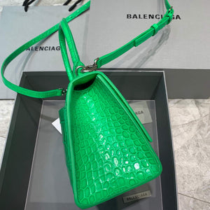 Balenciaga 593546 Hourglass Small Top Handle Crocodile Bag Green Silver - Default Title - View 3