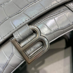 Balenciaga 593546 Hourglass Small Top Handle Crocodile Bag Gray Silver - Default Title - View 5