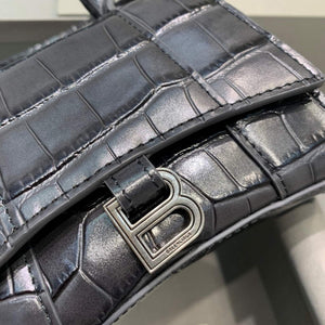 Balenciaga 664676 Hourglass Mini Top Handle Crocodile Handbag Black - Default Title - View 5