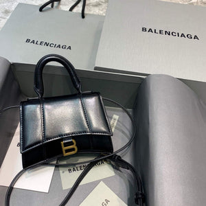 Balenciaga 664676 Hourglass Mini Top Handle Bag Black Gold - Default Title - View 1