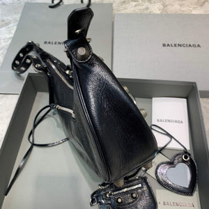 Balenciaga 67130723 Women's Le Cagole Small Shoulder Bag Arena lambskin In Black - Default Title - View 3