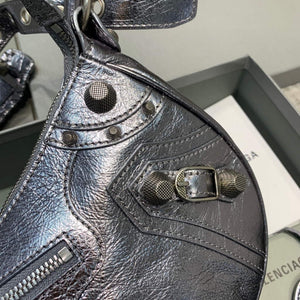 Balenciaga 67130723 Women's Le Cagole Small Shoulder Bag Arena lambskin In Silver - Default Title - View 5